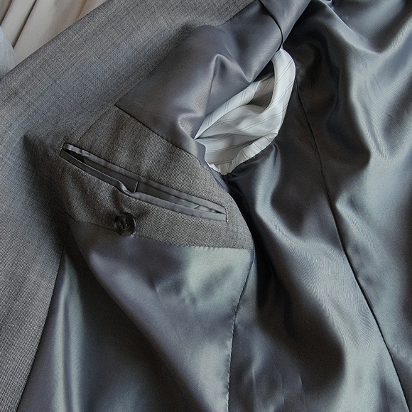 Express Photographer Fitted Suit Mens 42R Jacket 36W x 29.5L Flat Front Pants - Picture 10 of 16